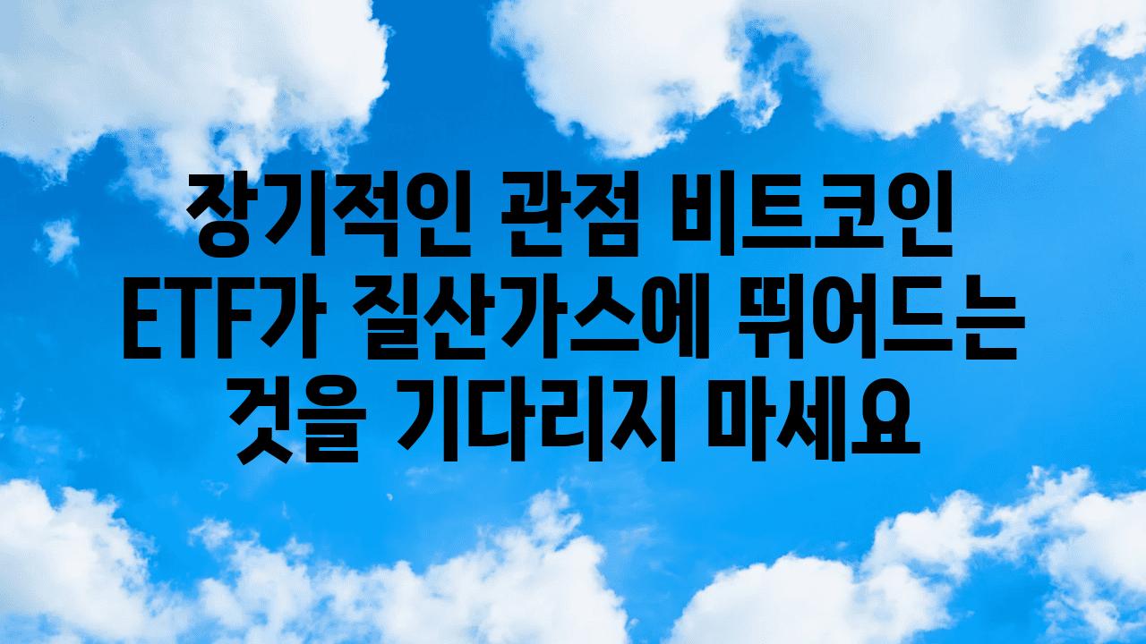 장기적인 관점 비트코인 ETF가 질산가스에 뛰어드는 것을 기다리지 마세요