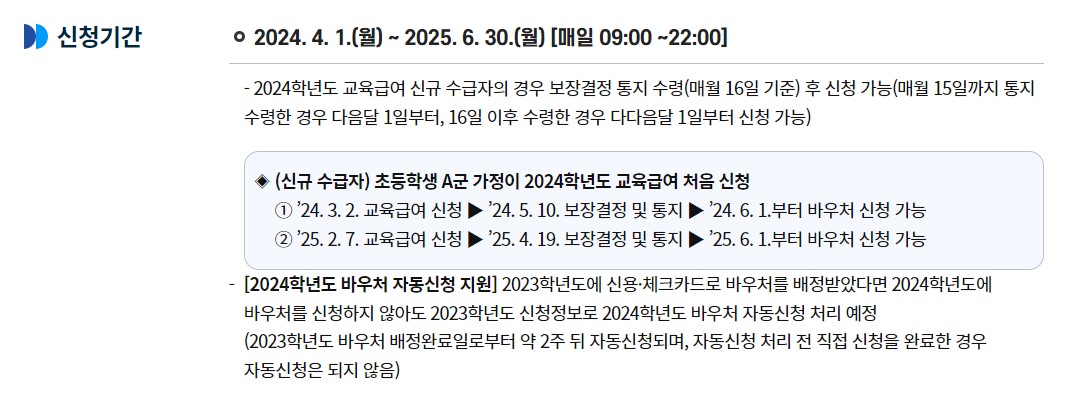 2024년도 교육급여 바우처 신청방법 지원내용 사용방법