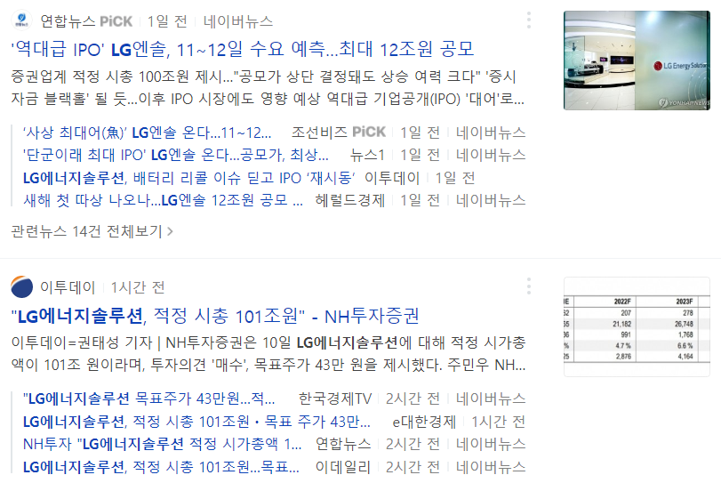 LG에너지솔루션 상장 관련주 / LG에너지솔루션 관련주