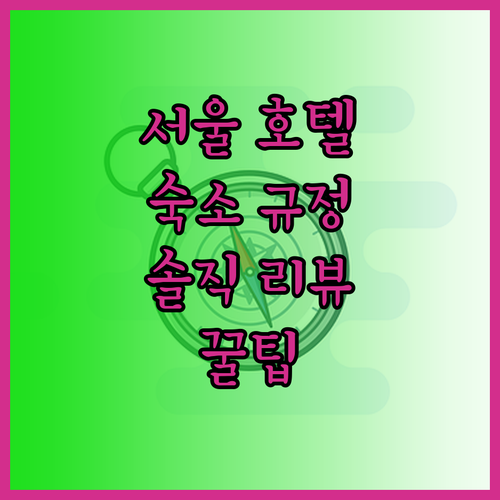 서울 호텔 완벽 분석 숙소 규정부터 