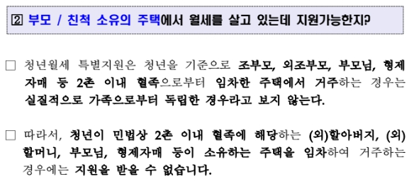 청년 월세 지원 궁금증