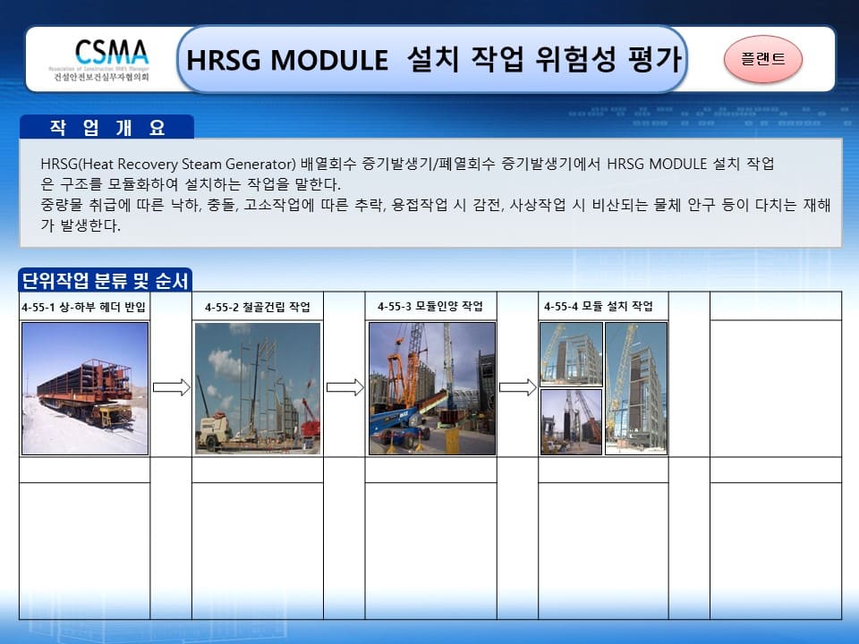  [건설공사 안전비법]_HRSG MODULE 설치 작업 위험성평가 양식