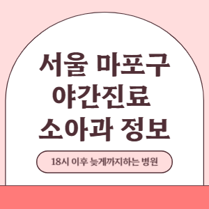 서울 마포구 야간진료 소아과 병원 (18시 이후 늦게까지하는 병원)