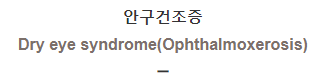  안구건조증 [Dry eye syndrome(Ophthalmoxerosis)]