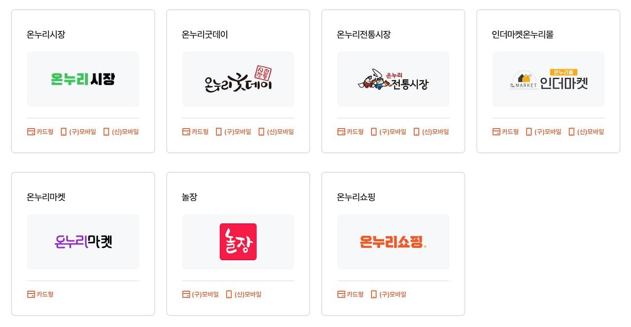 📦 대표 온라인 사용처 목록