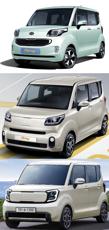 레이초기모델-더뉴레이-더뉴기아레이-3가지-차량의-전면모습