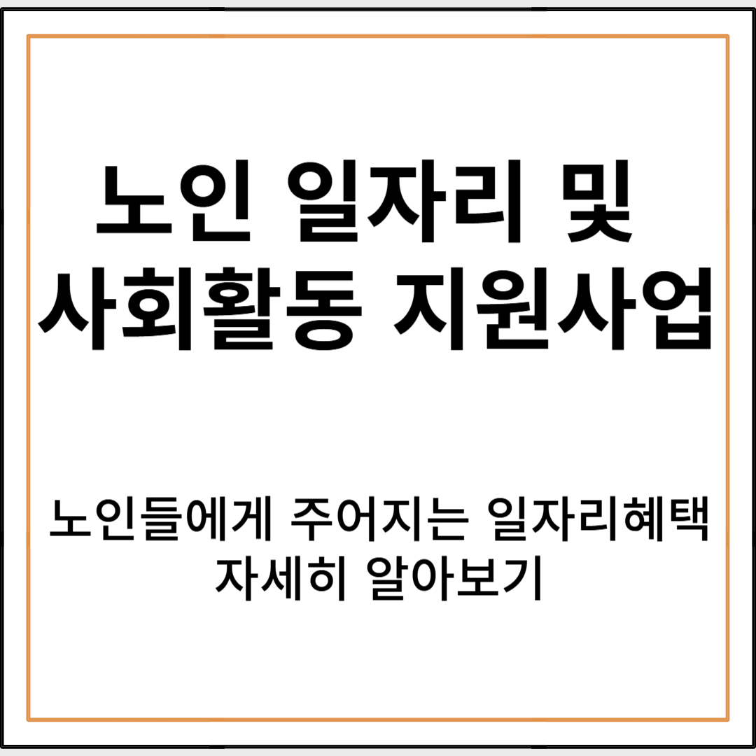 노인 일자리 및 사회활동 지원사업