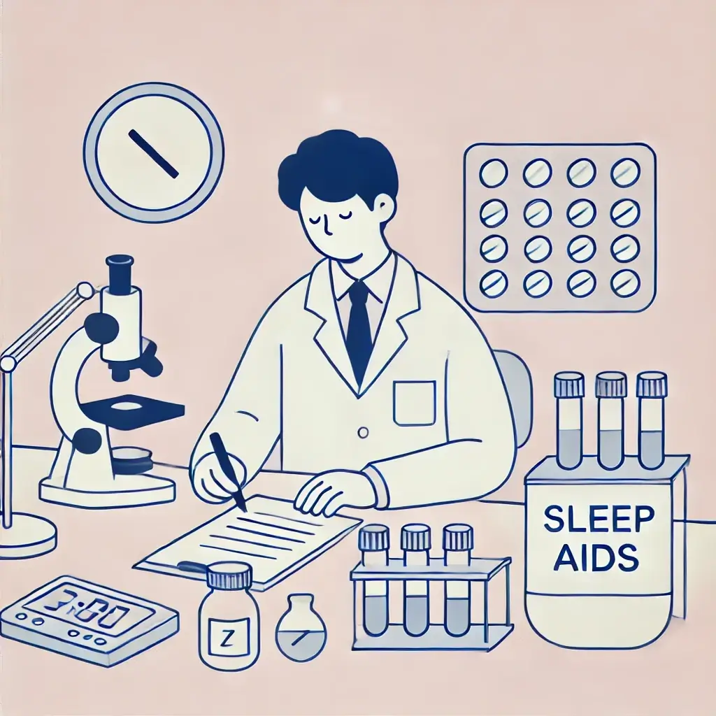 수면 보조제를 연구하고 있는 연구원의 모습.