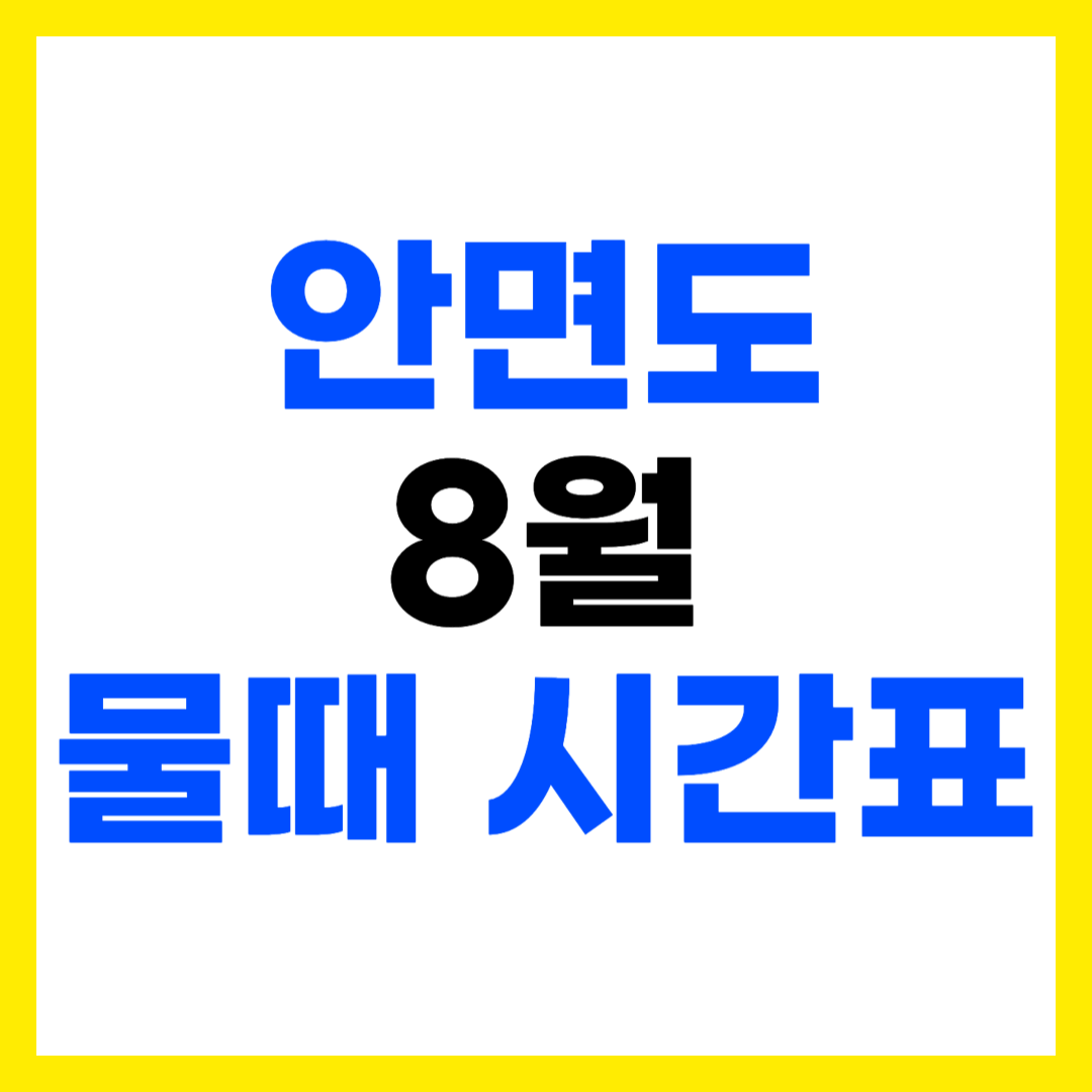 안면도 8월 갯벌 물때 시간표