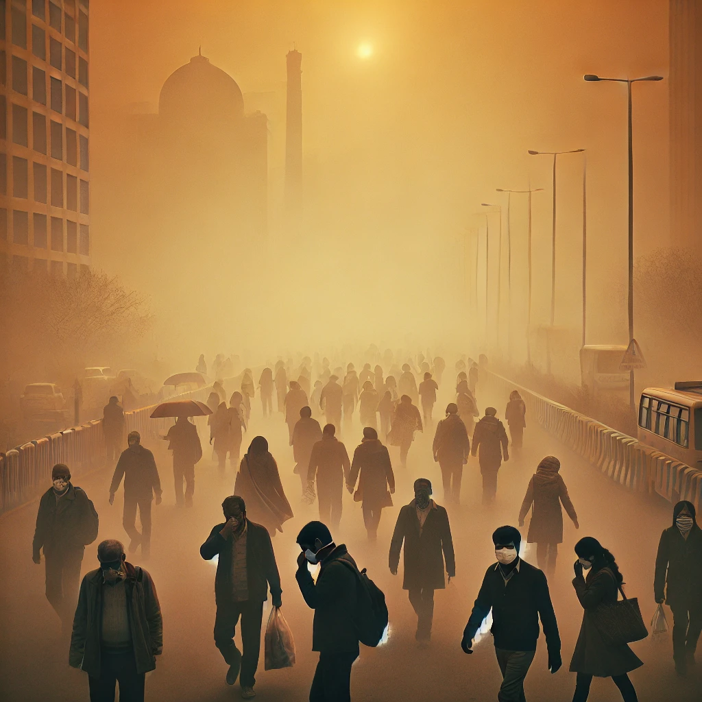 델리의 심각한 미세먼지 상황을 현실감 있게 표현한 대표 이미지.