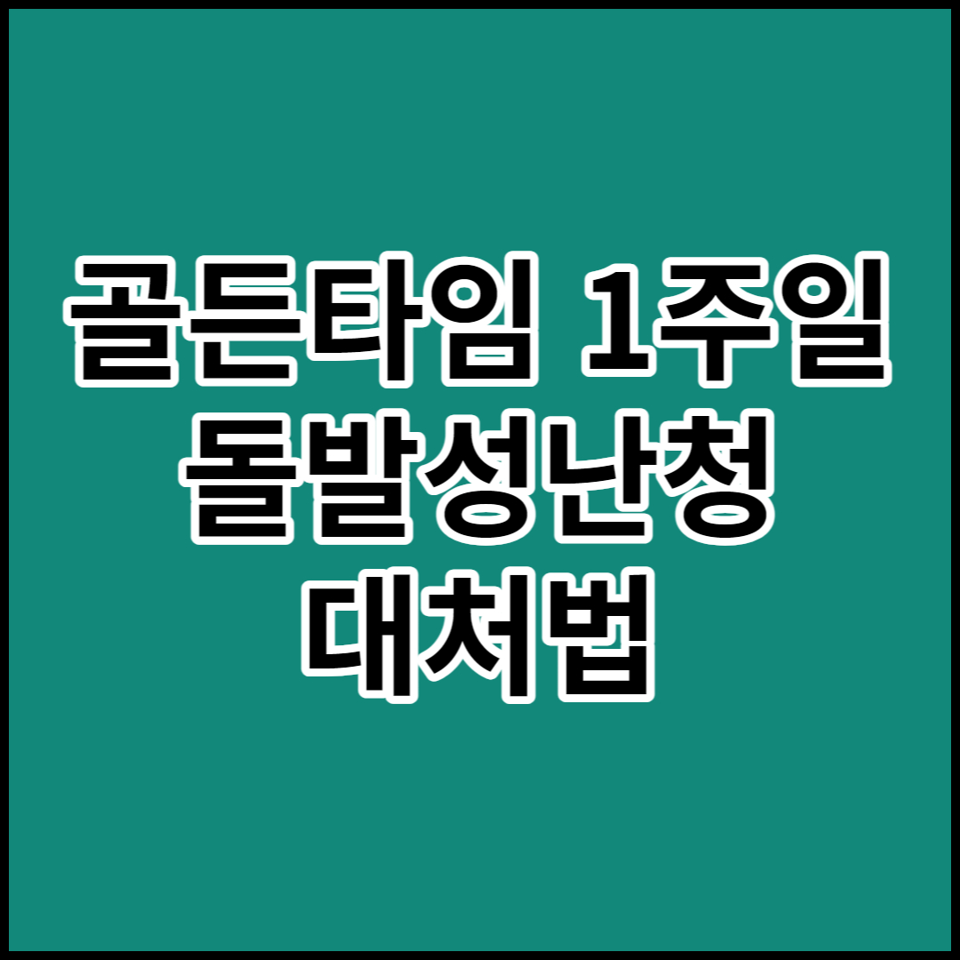 [돌발성난청]원인 및 예방.지나치면 안되는 치료시기