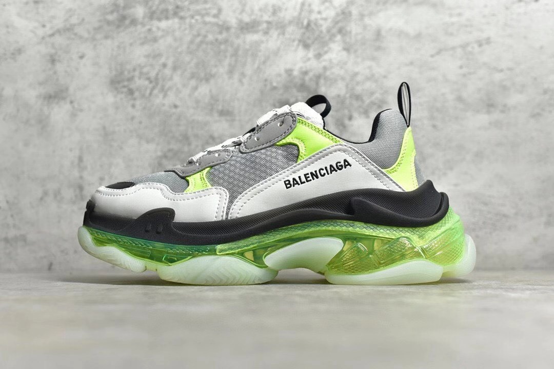  [BALENCIAGA] 발렌시아가 트리플S TRIPLE S 클리어 솔 스니커즈 네온 그레이
