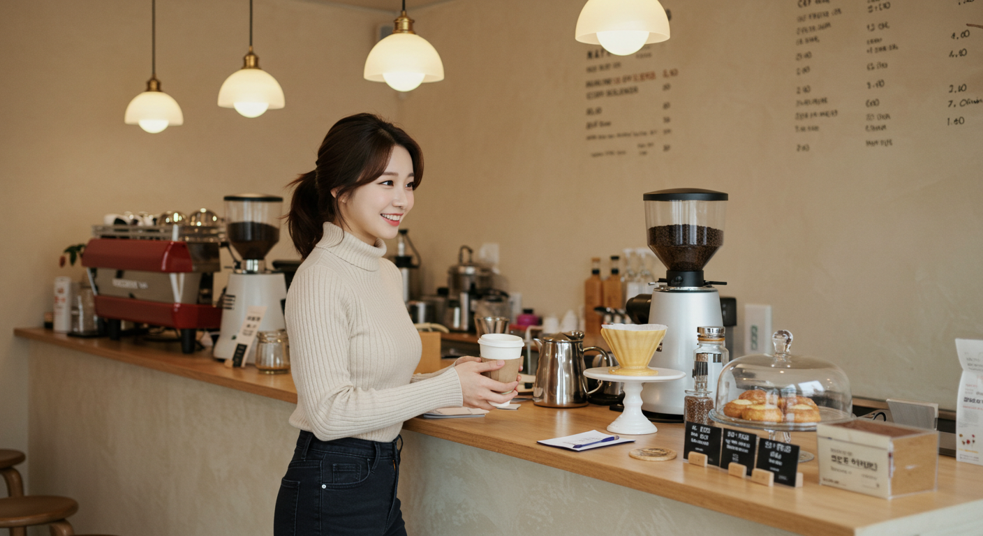 카페에서 커피를 마시는 손님