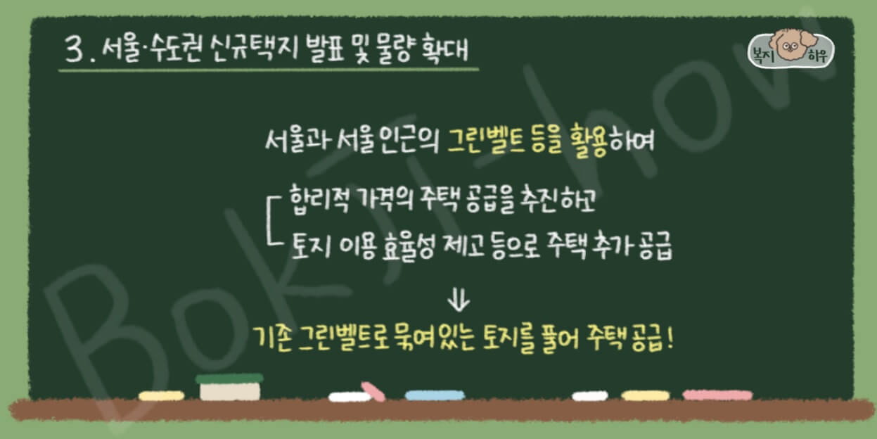 8.8 부동산 공급 대책 중 하나는 그린벨트 등으로 묶여 있는 토지를 풀어 주택을 공급한다는 것이다.