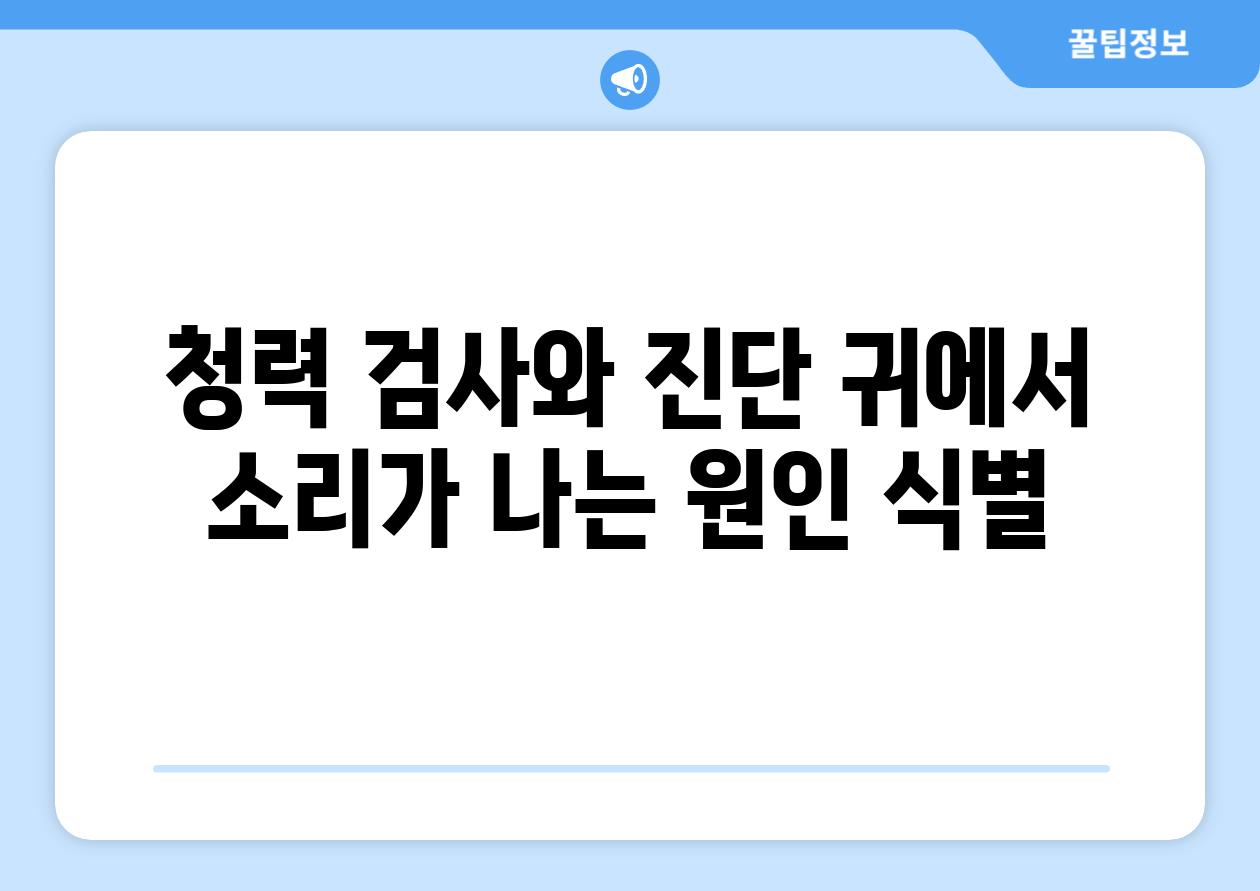 청력 검사와 진단 귀에서 소리가 나는 원인 식별