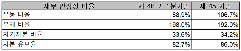 뉴인텍 - 재무 안정성 비율