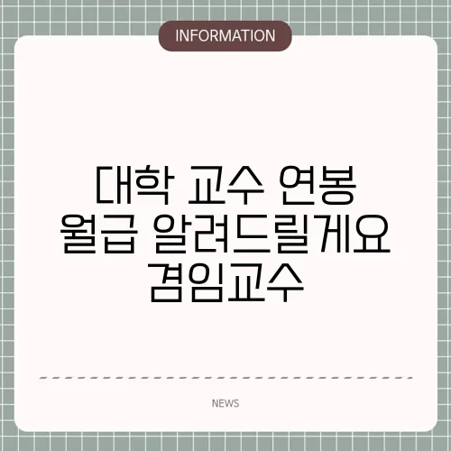 대학 교수 연봉 월급 알려드릴게요 겸임교수