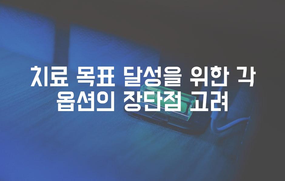 치료 목표 달성을 위한 각 옵션의 장단점 고려