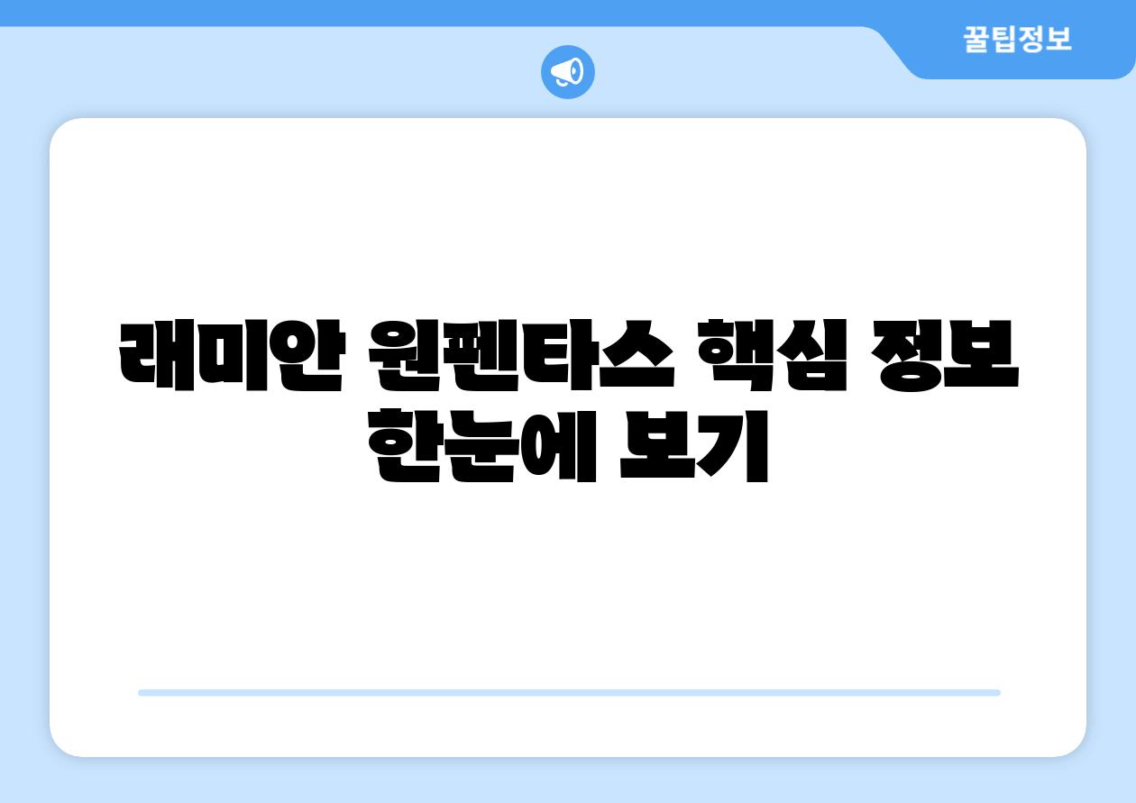 래미안 원펜타스 핵심 정보 한눈에 보기