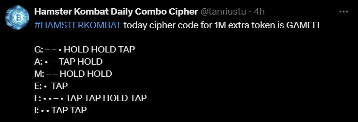 Hamster Daily cipher