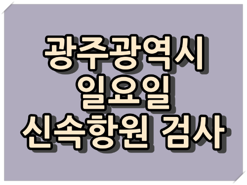  광주광역시 일요일 신속항원 검사 하는 병원은?