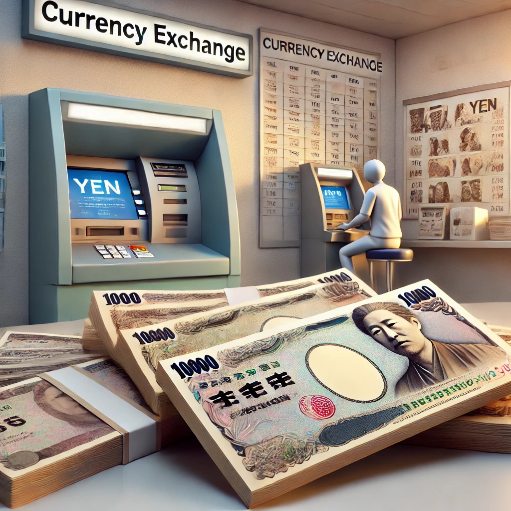 환전소, ATM, 일본 엔화 지폐 이미지