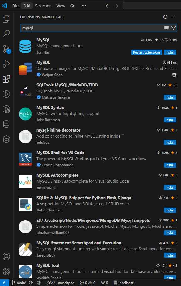 VSCODE_mySQL 서버연결해서 사용하기!