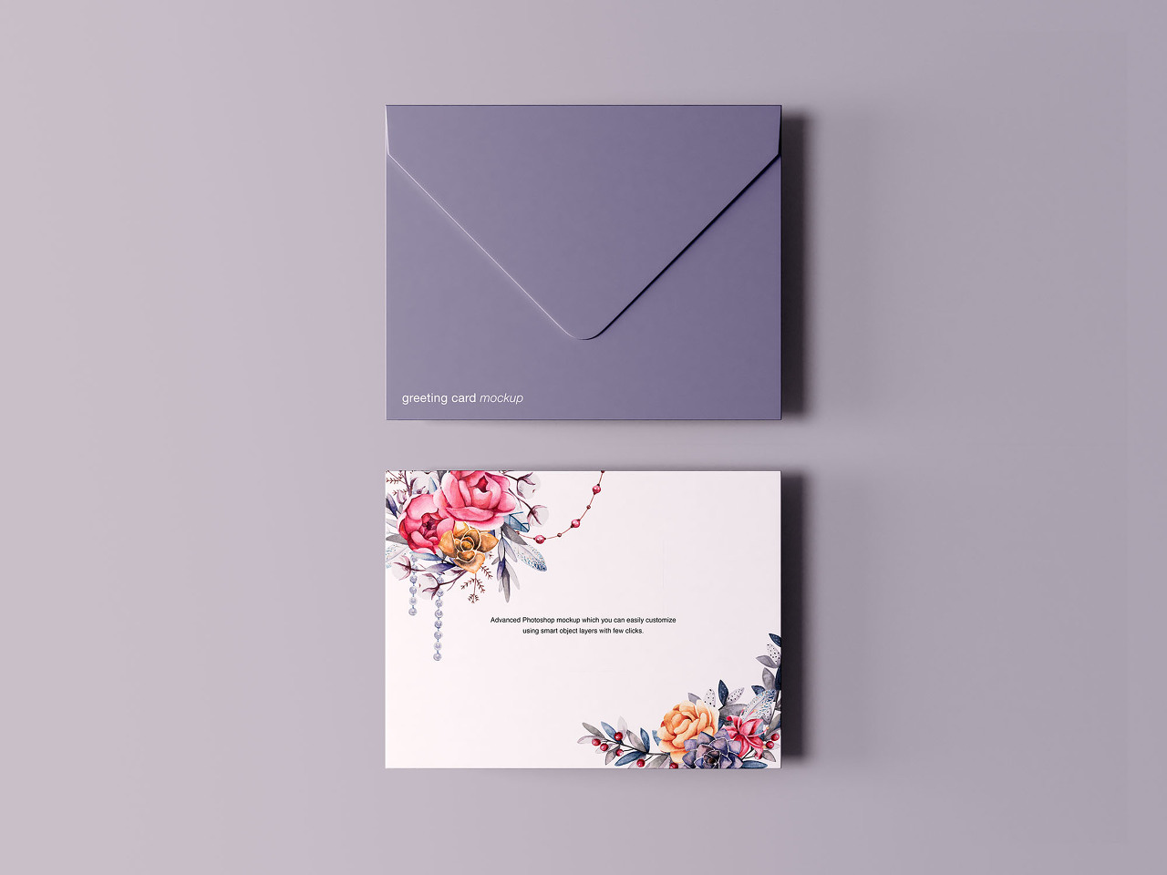 Greeting Card with Envelope Mockup(봉투가 있는 인사말 카드 목업)