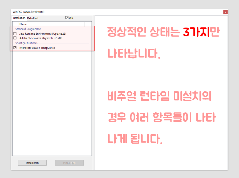 Visual Runtime 정상적인 설치를 한 경우