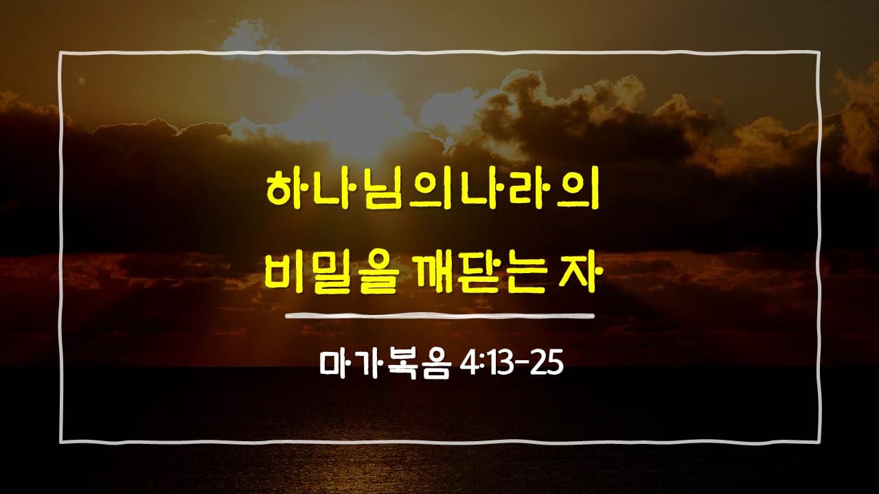 마가복음 4장 13절-25절&#44; 하나님의 나라의 비밀을 깨닫는 자 - 매일성경 큐티 10분새벽설교