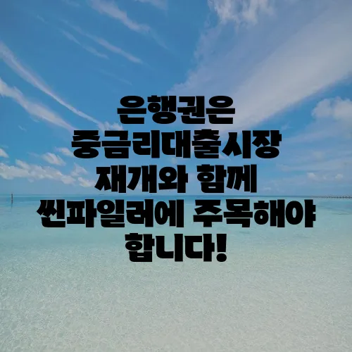 은행권은 중금리대출시장 재개와 함께 씬파일러에 주목해야 합니다!
