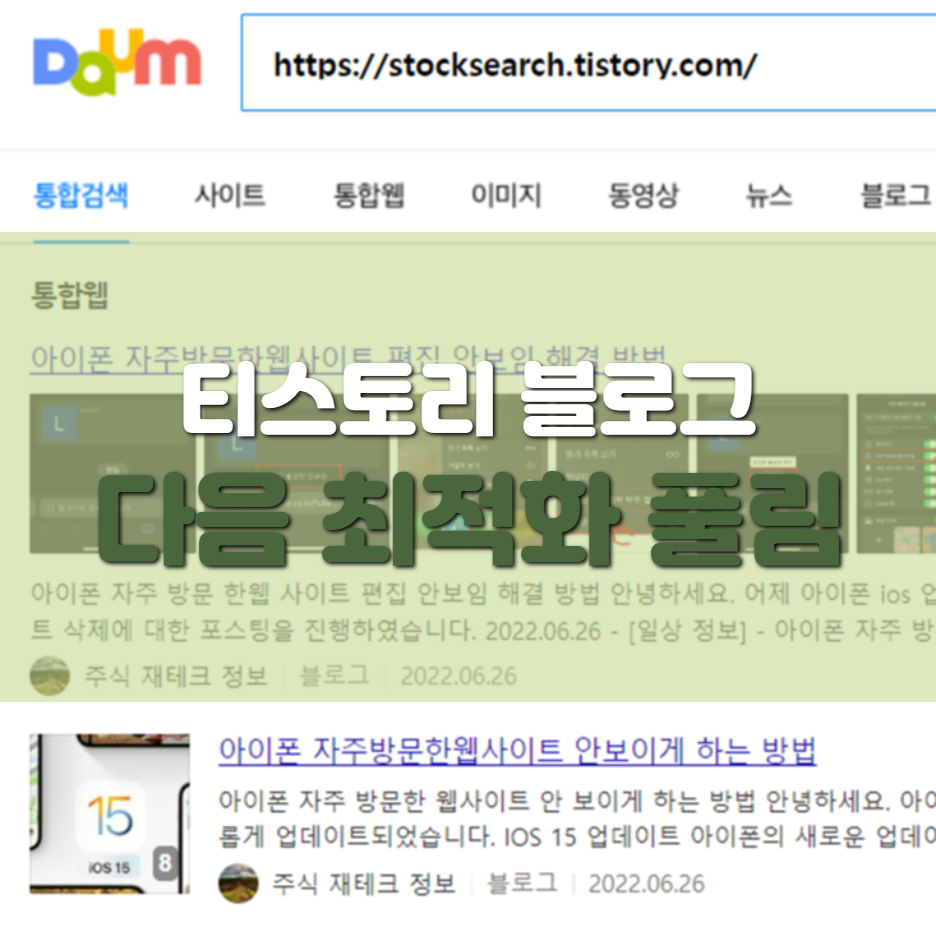  티스토리 블로그 다음 최적화 풀림, 이탈 해결 후기