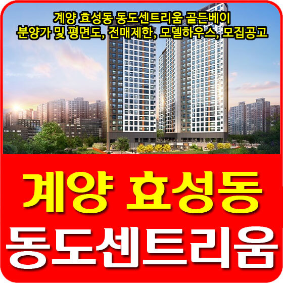  계양 효성동 동도센트리움 골든베이 분양가 및 평면도, 전매제한, 모델하우스, 모집공고 안내