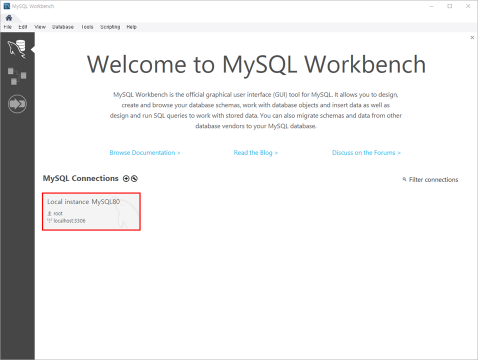 코더제로 데이터베이스 MySQL Workbench Local instance MySQL