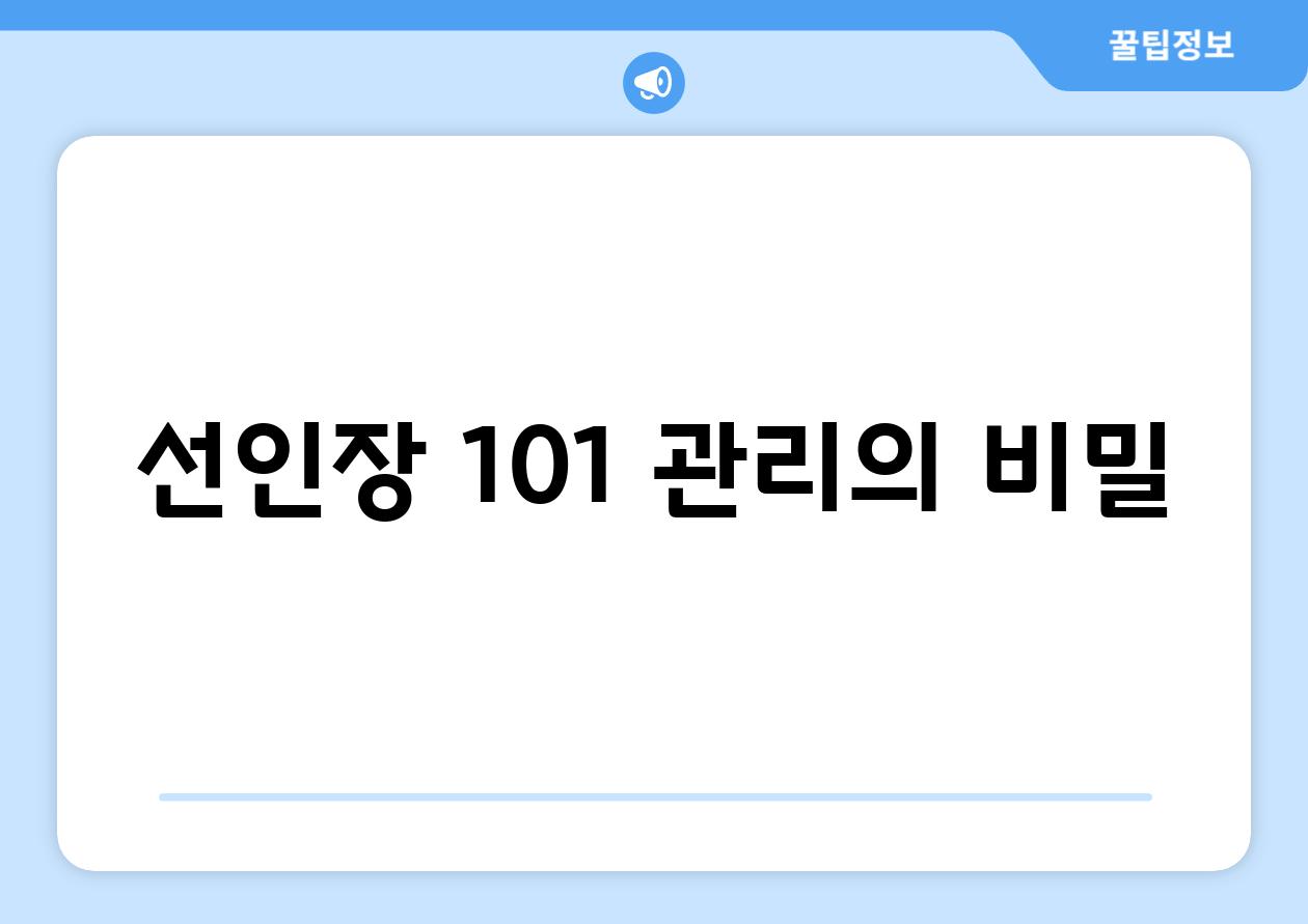 선인장 101| 관리의 비밀