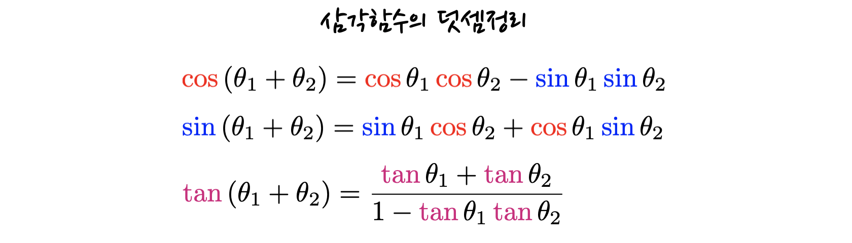 equations for angular sum of the trigonometric functions