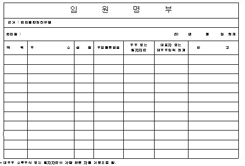  임원명부 양식