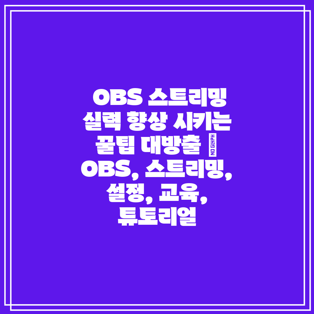  OBS 스트리밍 실력 향상 시키는 꿀팁 대방출  OB