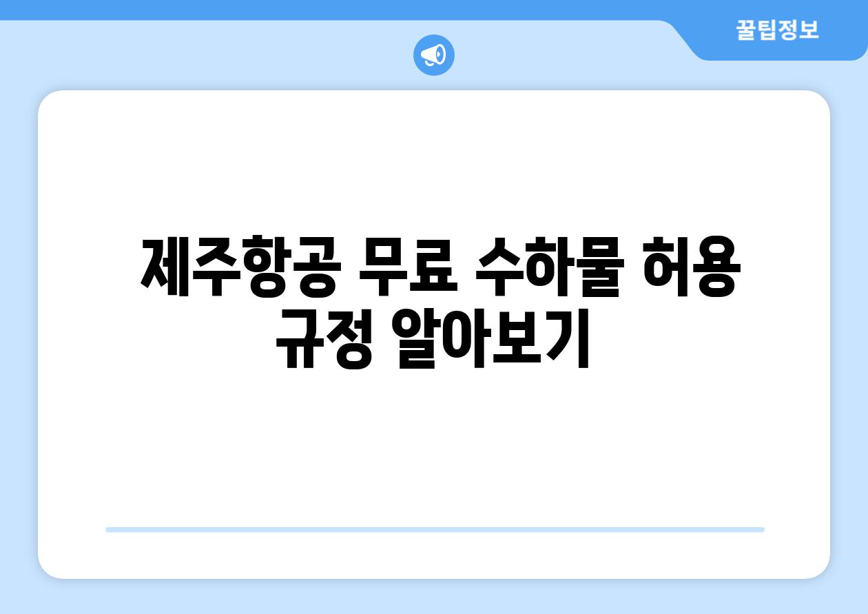  제주항공 무료 수하물 허용 규정 알아보기