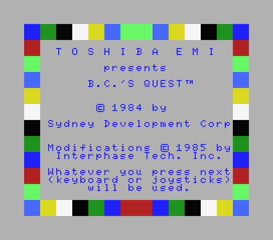  BC's Quest for Tires - MSX (재믹스) 게임 롬파일 다운로드