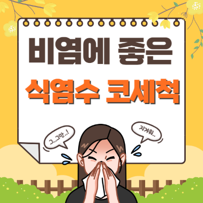 코를 풀며 괴로워하는 여자위로 코세척이라는 제목이 적혀있다.