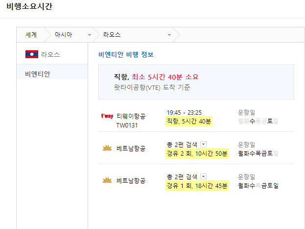 항공권-비행소요시간