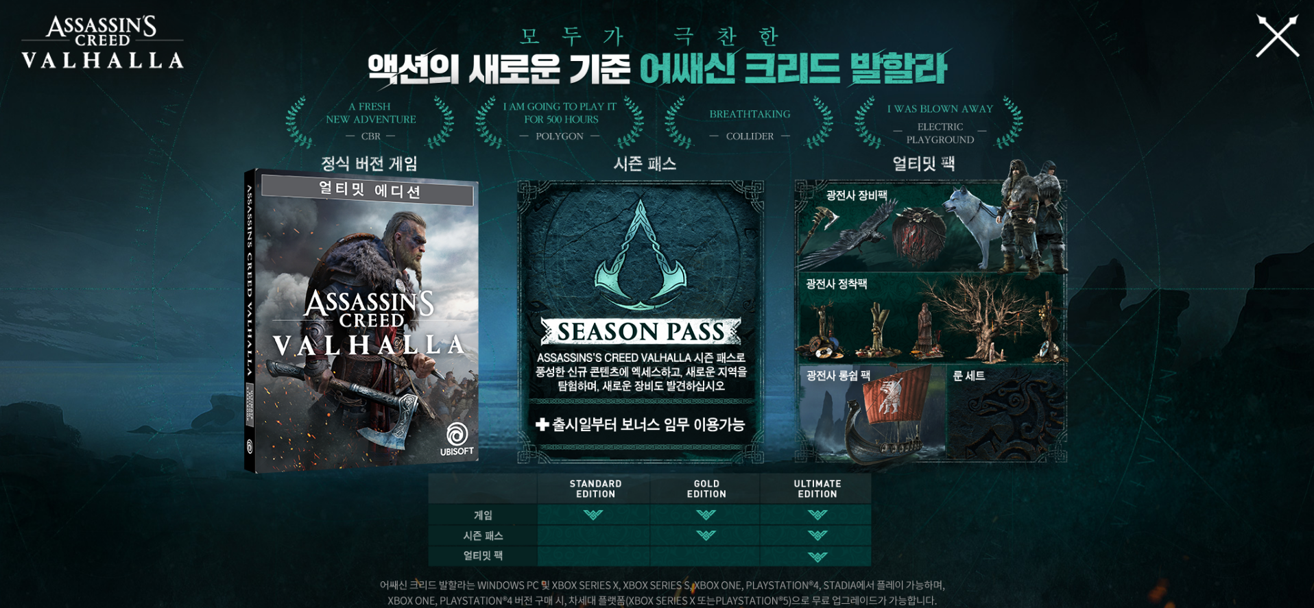  어쌔신 크리드 발할라 구매 정보입니다
