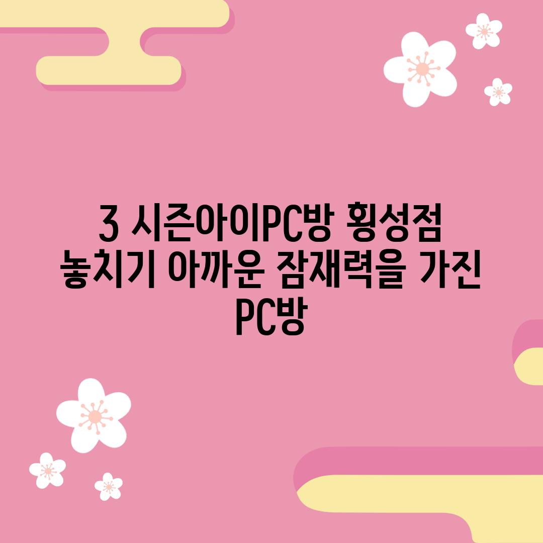 3. 시즌아이PC방 횡성점: 놓치기 아까운 잠재력을 가진 PC방