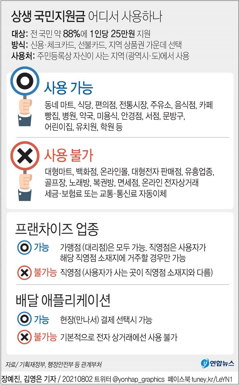  [그래픽] 국민지원금 사용처