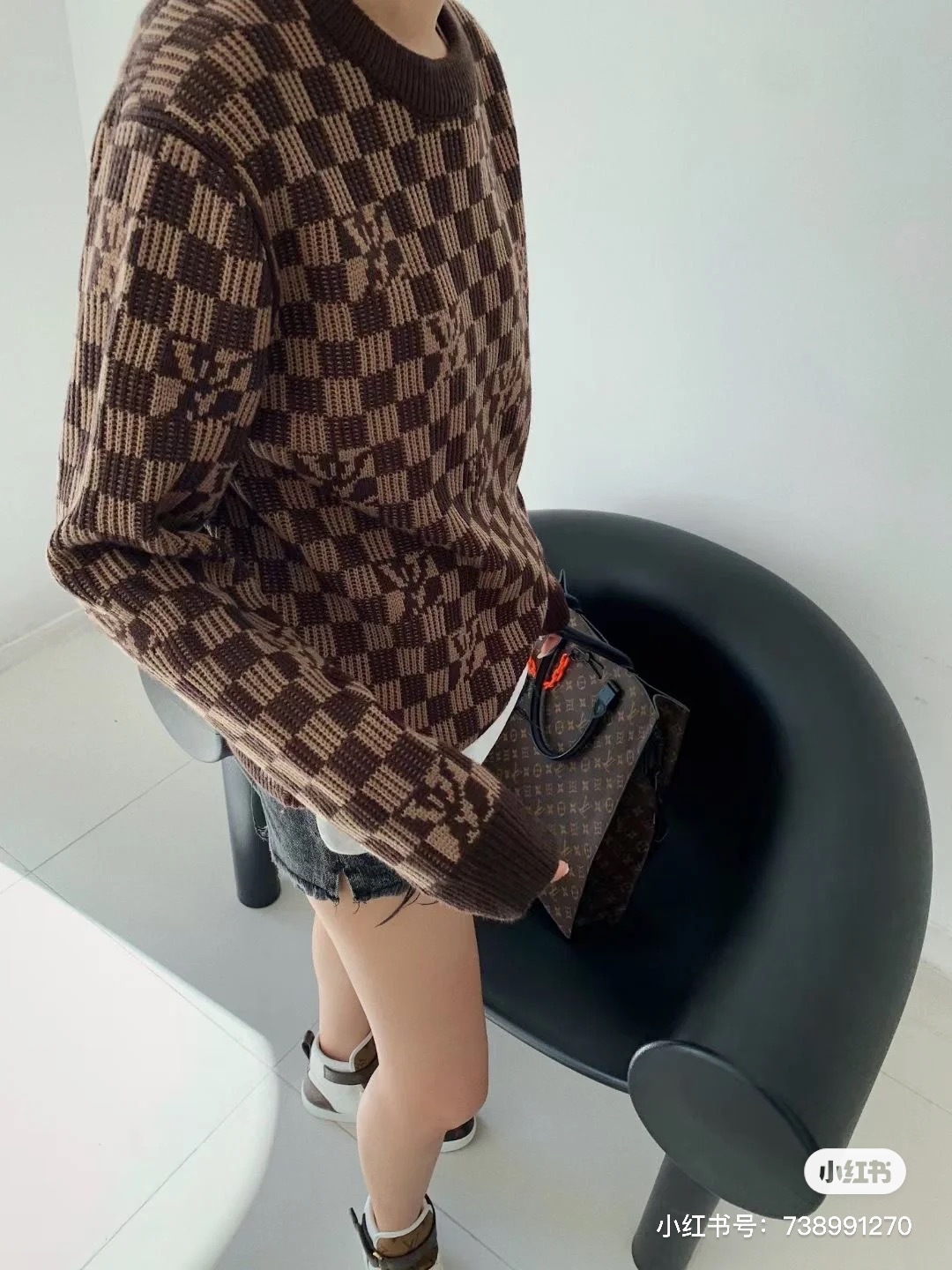  [LOUIS VUITTON] 루이비통 리브드 다미에 크루넥 니트 스웨터 1A9702