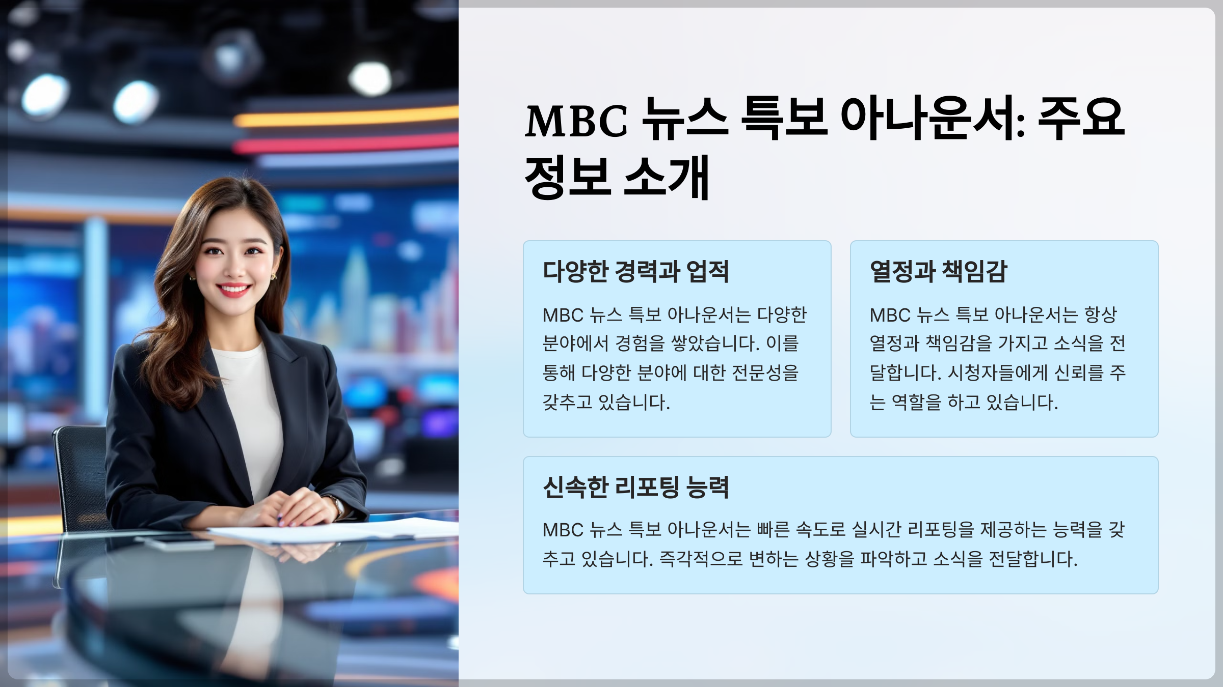 MBC 뉴스 특보 아나운서: 정보 전달 능력