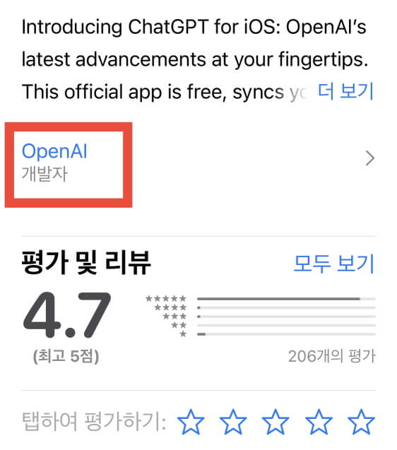 개발사 OpenAI 표시 확인