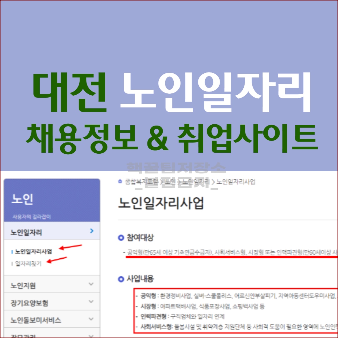 대전 노인일자리 지원센터 구인구직 정보