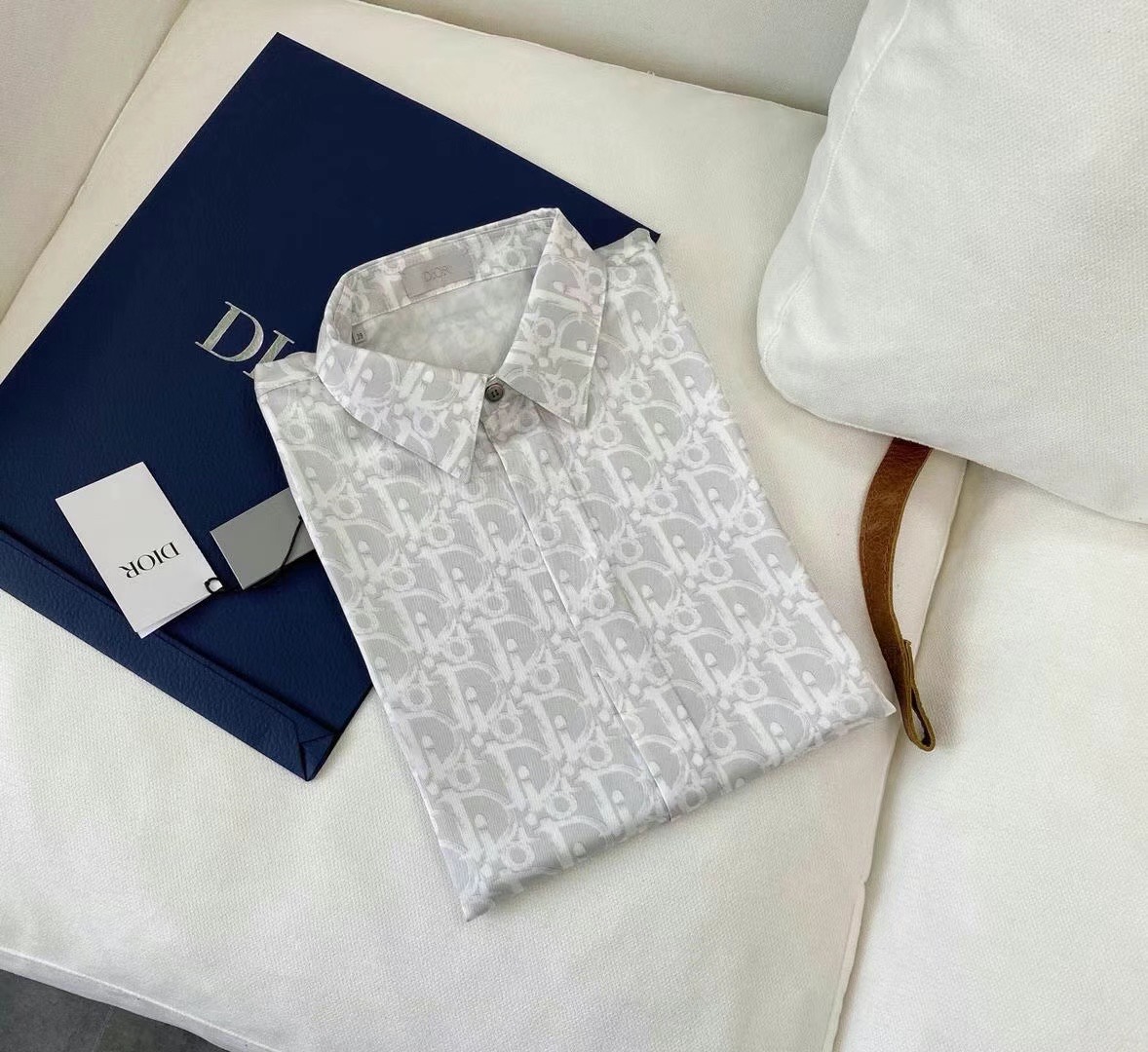 [DIOR] 디올 오블리크 그레이 실크 트윌 셔츠 013C502A5141_C880